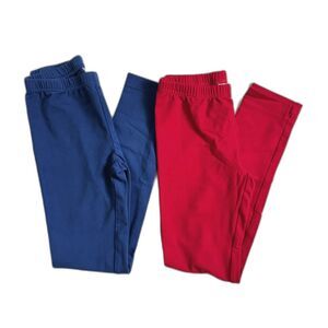 Lot of 2 Pairs Hanna Andersson Classic‎ Leggings Red Blue Size 10